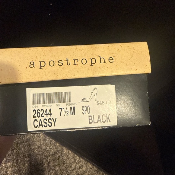 Apostrophe women's black pumps size Size 7.5 From SEARS Rhinestones Open Sides - Picture 10 of 11